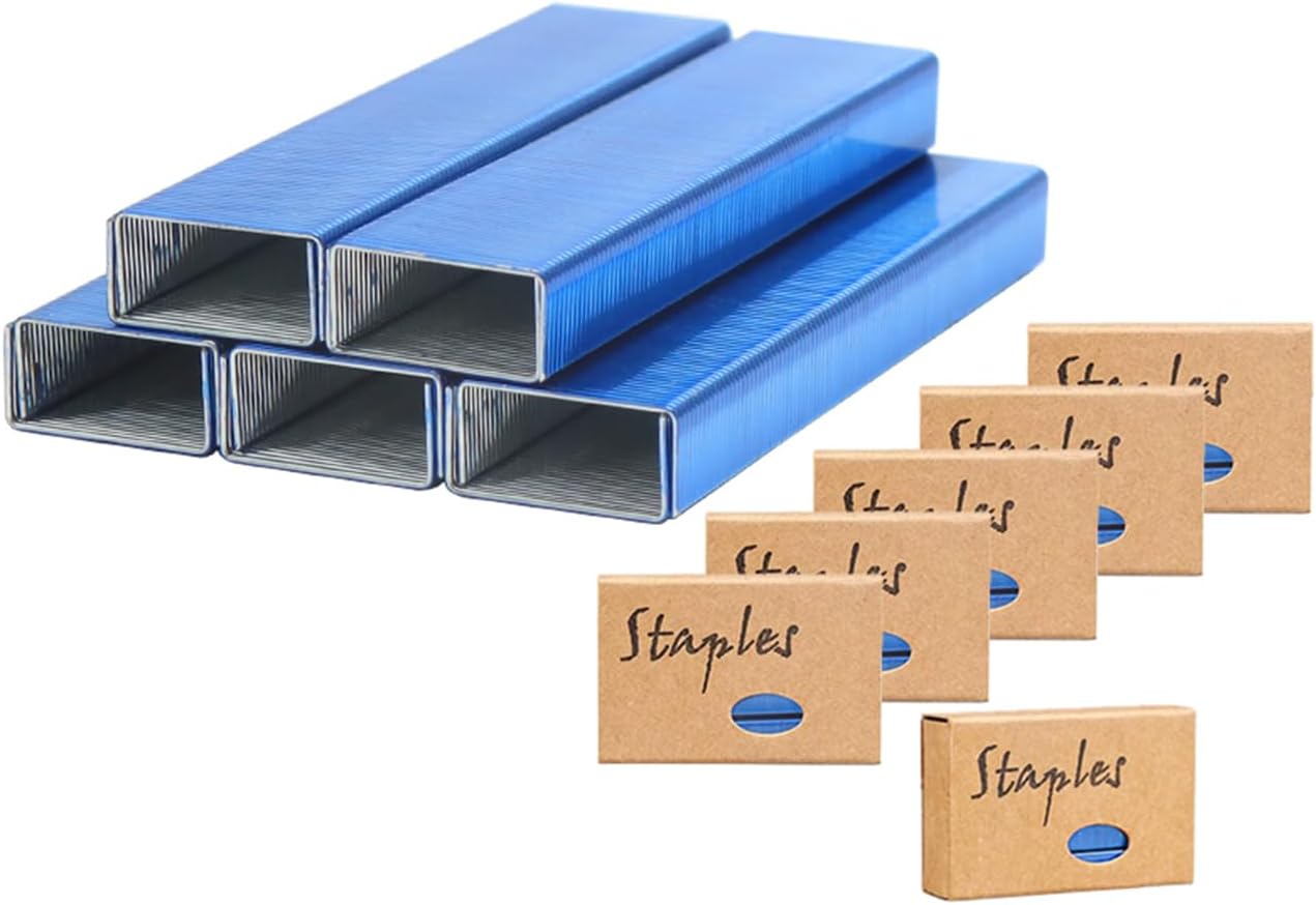 NatSumeBasics 6000 Blue Staples Colored Staple for Desk Manual 26/6 Standard Stapler Refill, Office Supplies Accessories (Blue)