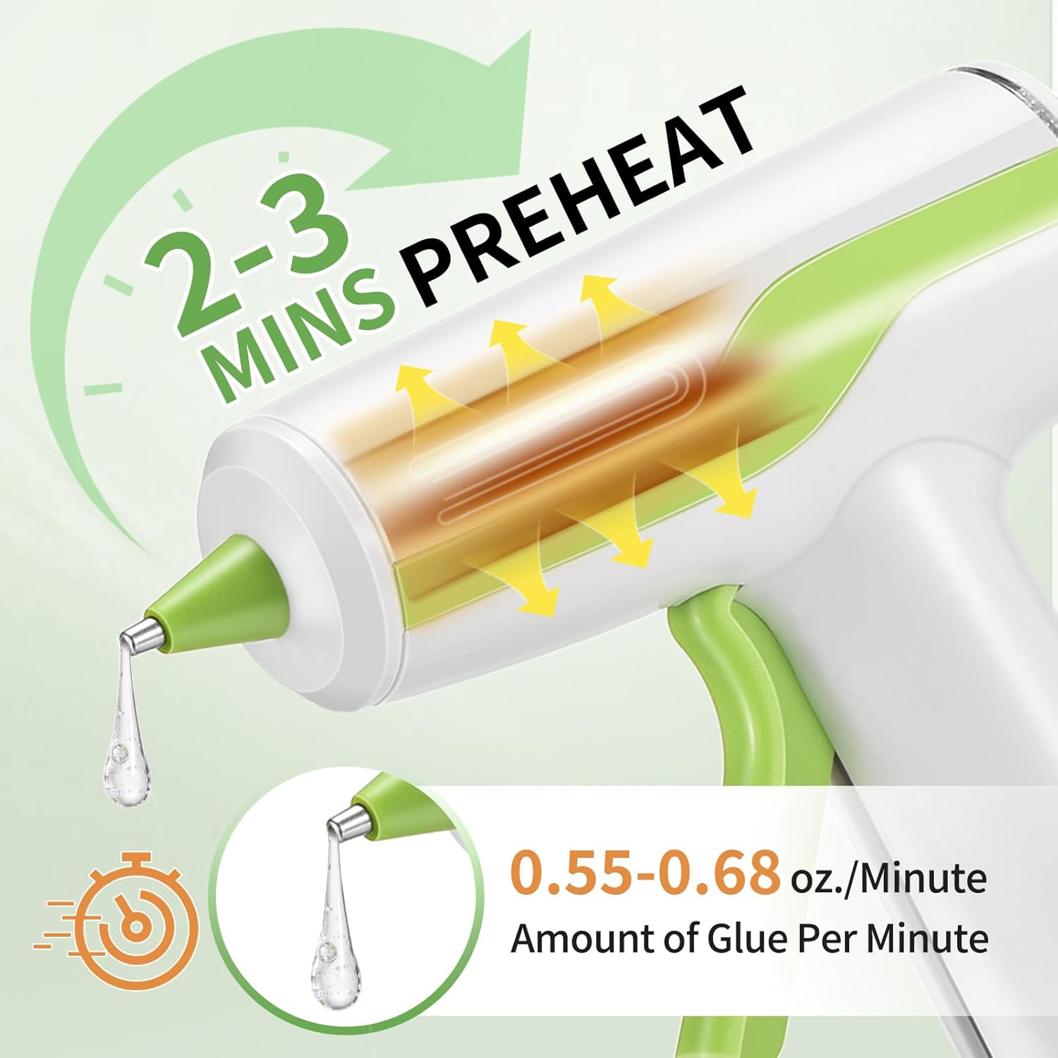 30PCS 0.28'' Hot Glue Gun and Sticks Set, Cordless Hot Glue Gun with 2Ah Rechargeable Battery, Smart Power-Off, Hot Glue Gun with Case,10PCS Wood Craft Sticks for Arts &Crafts, DIY