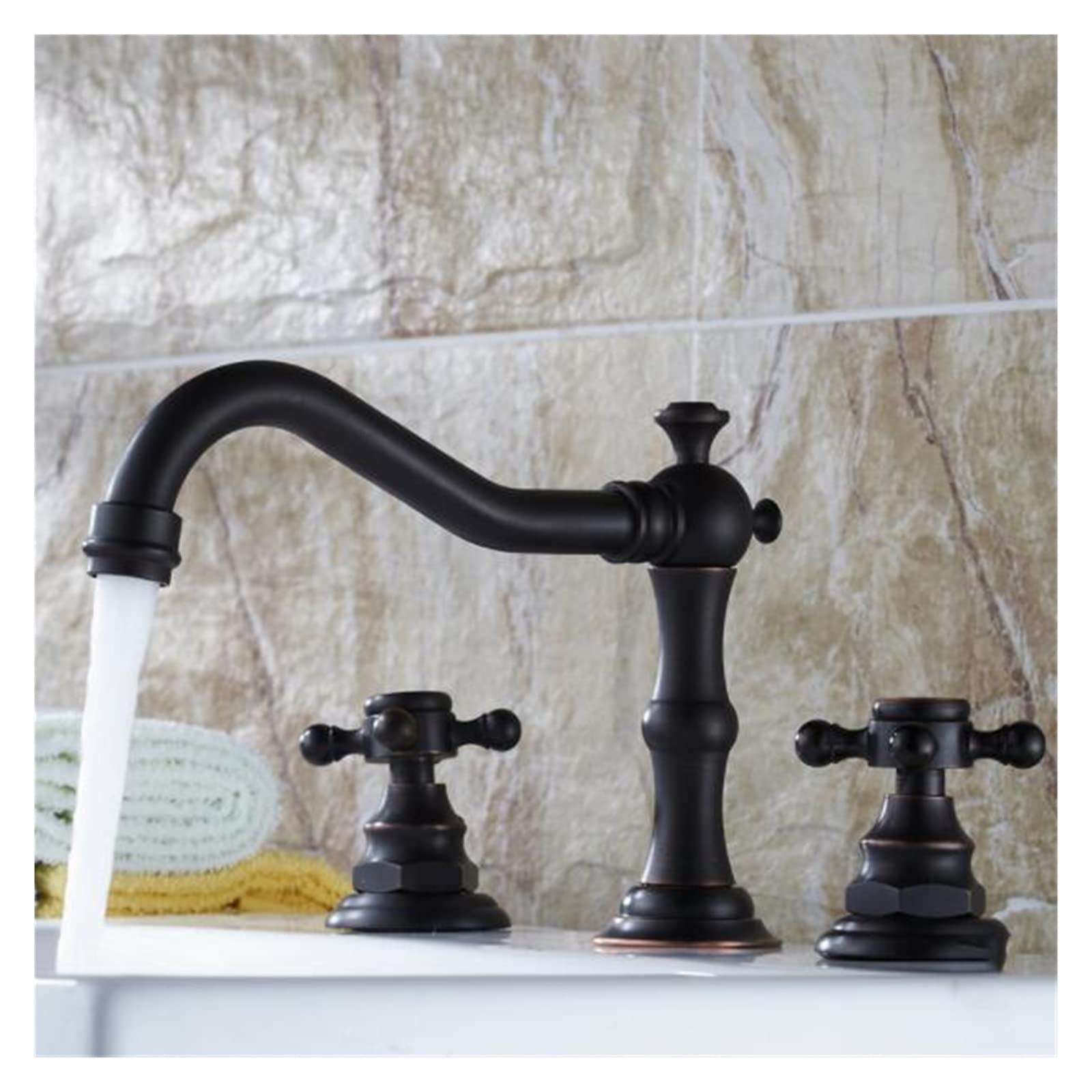 Robinet bronze antique haut de gamme mitigeur de lavabo fini nero pour vasque