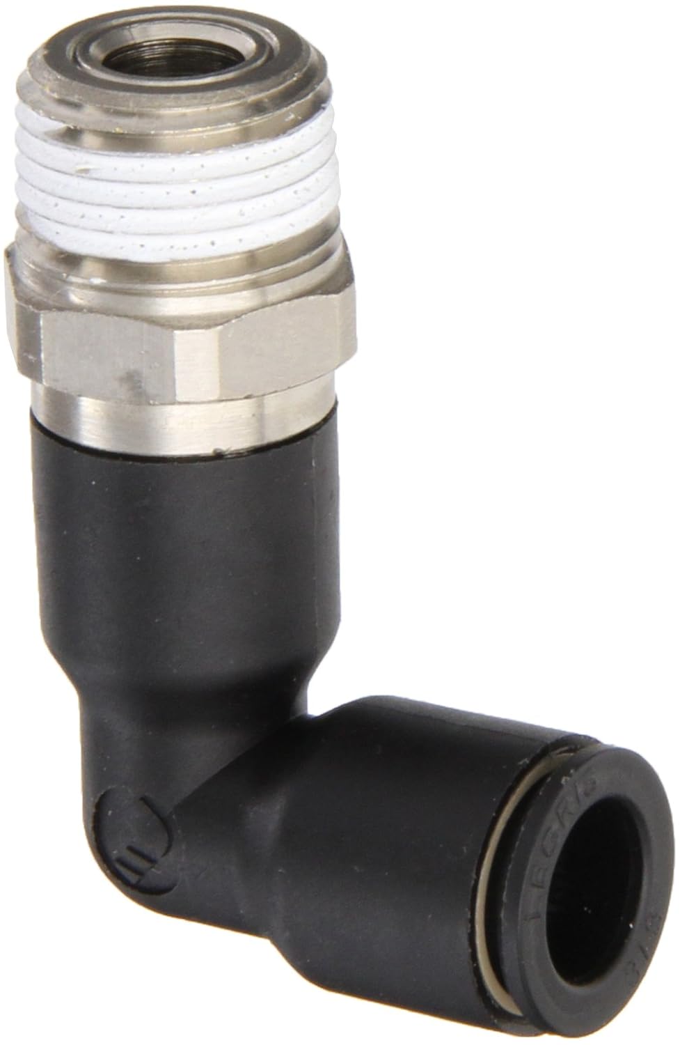 Legris 3129 53 11 Nylon & Nickel-Plated Brass Push-to-Connect Fitting, 90 Degree Extended Elbow, 1/8" Tube OD x 1/8" NPT Male