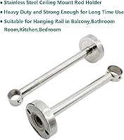 Vista 3 de 2 Pack Soporte de Montaje en Techo, Soporte de Tubo de Armario de Acero Inoxidable, Soporte de Barra Soporte de Techo, ULIFESTAR Soporte de Barra