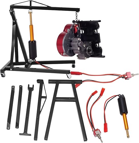 Grúa de motor RC, colgador eléctrico modelo de coche grúa Jack universal para vehículos de control remoto a escala 18 110 (negro)