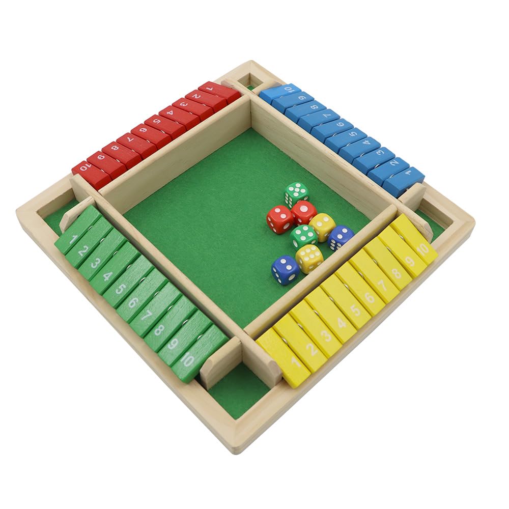 Alnicov Shut The Box Dice Game, 4 Players Wooden Board Game with 8 Dice for Adults Educational Math Number Game - Image 2