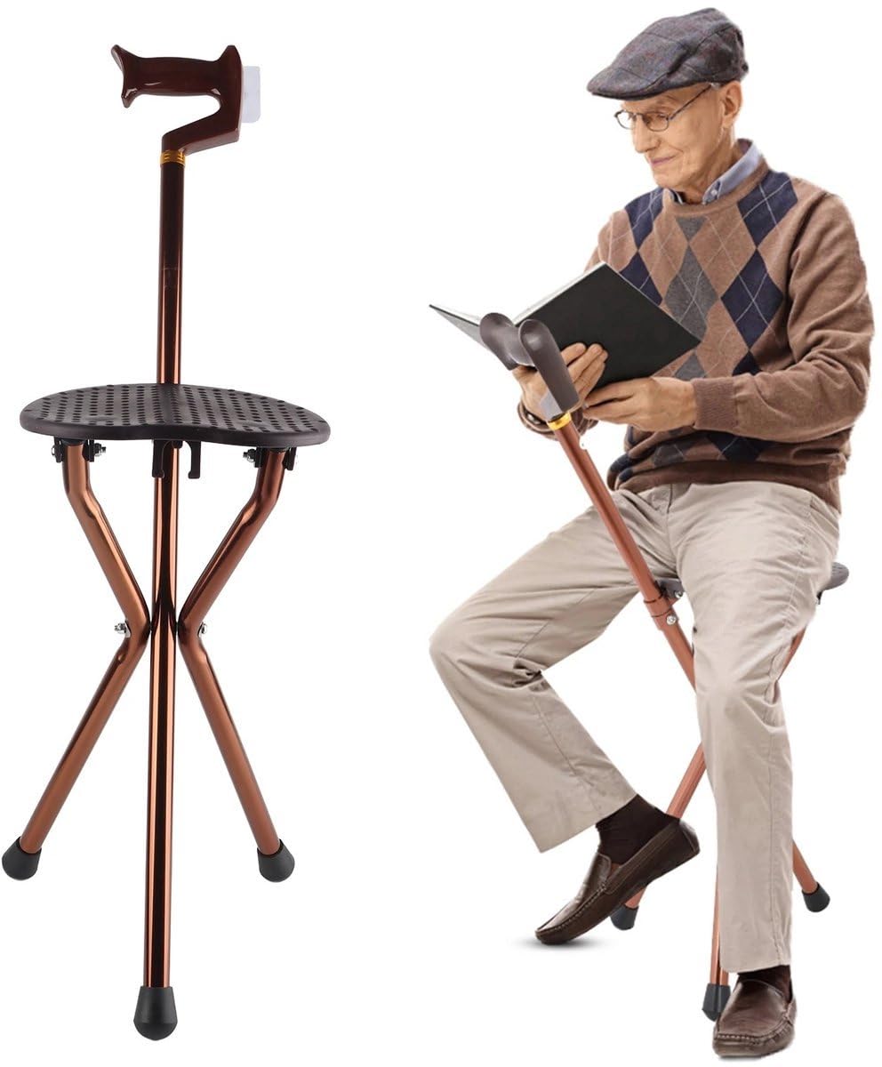 VOKA Bâton de marche avec siège - Pliable - 90 cm - Canne de marche avec siège - Bâton de marche avec chaise