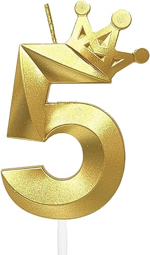 Miniatura 70 de Blue Number 4 Birthday Cake Candle, 3D Shape Crown Birthday Number Candle, 4th Birthday Party Blue Theme Cake Topper Decorations (Blue 4)