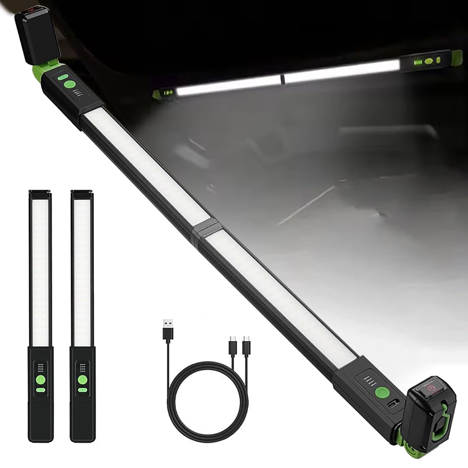 Baladeuse LED Mecanicien, Lampe de Travail LED Rechargeable, Barre Lumineuse de Capot avec Aimant et Crochets pour Compartiment Moteur En TôLe D'ALUMINIUM, Atelier, Camping [Classe Énergétique A]
