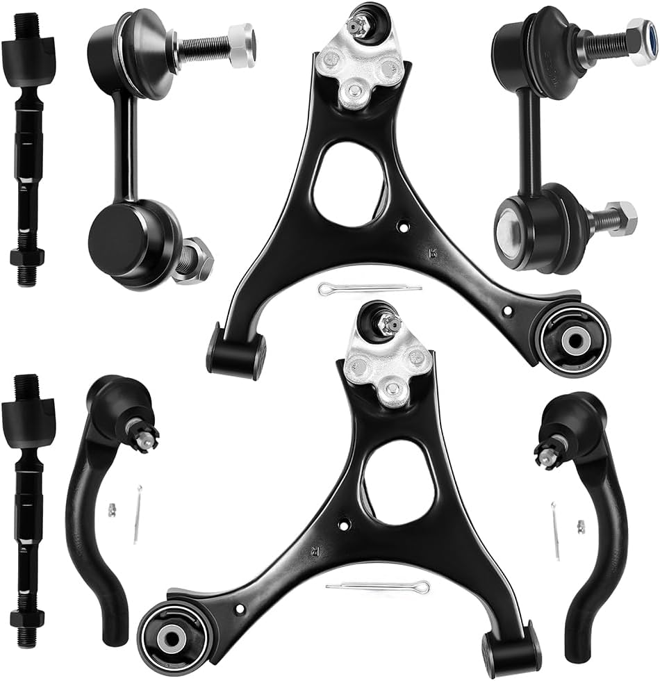 Front Lower Control Arm w/Ball Joint fit for Honda Civic 2006 2007 2008 2009 2010 2011, Suspension Kit with Inner Outer Tie Rod End Sway Bar Link - 8pc Set