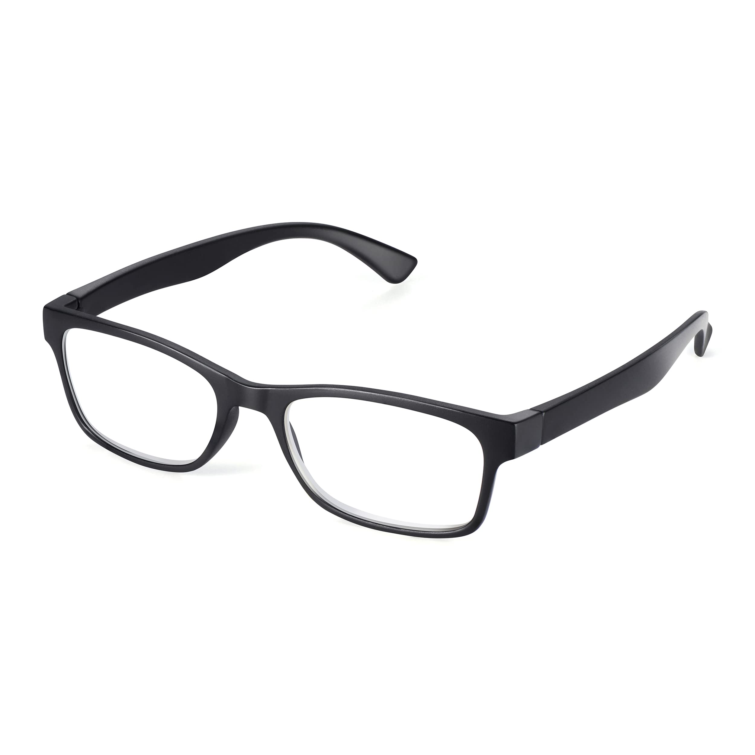 Read Optics Reading Glasses +2.5, Mens Womens Non Prescription, Rectangular Ready to Wear Readers in Black