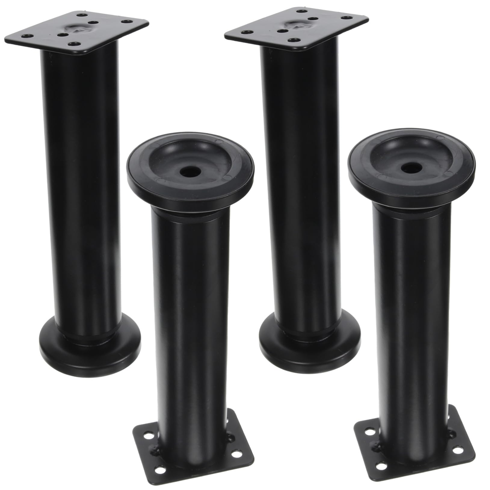 Gambe Regolabili Altezza 18-30 Cm per Mobili in Acciaio Nero Supporto Antiscivolo 4 Pezzi per Tavolini da Caffè e Mobili da Bagno