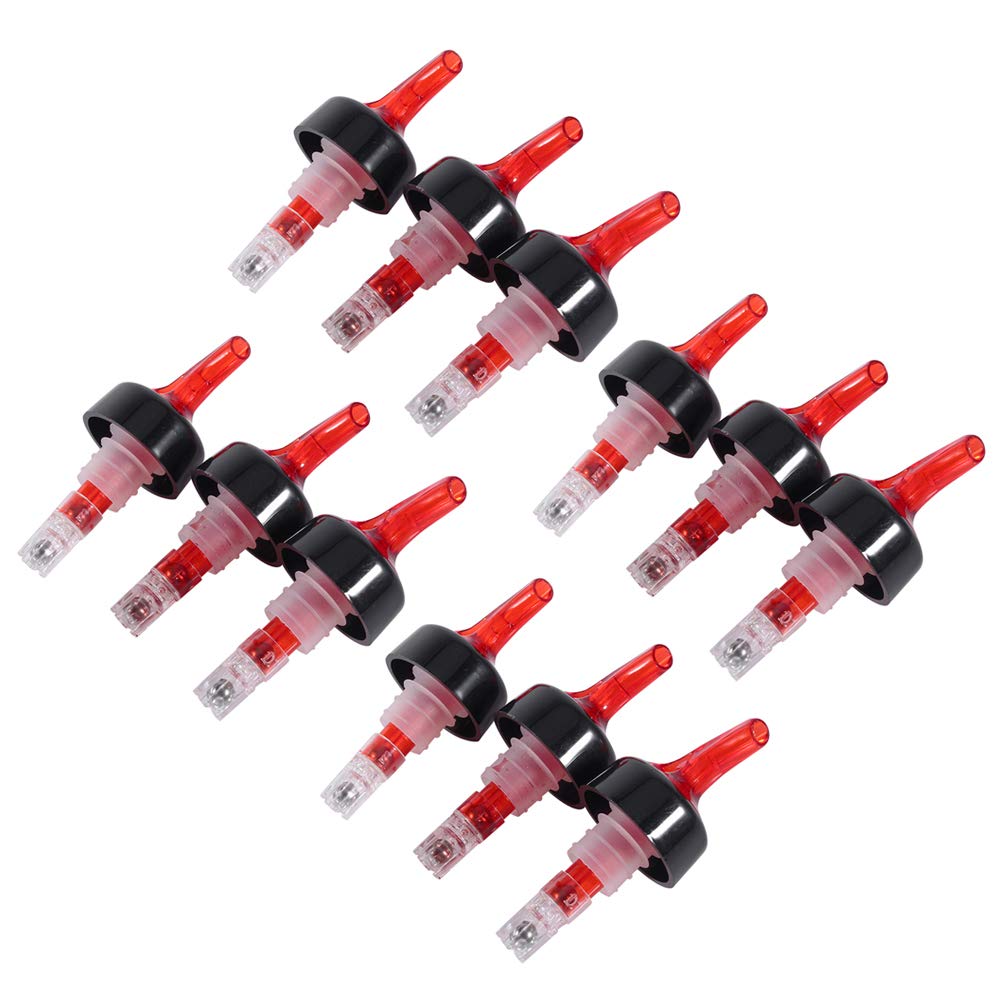 Vertedor de Botellas, 30ml Vertedor de Licor Medido, Rojo Vertedor de Botellas de Plástico, Dispensador Beber Espíritu Vino Vertedor de Cóctel Bar Herramienta(12 unidades)