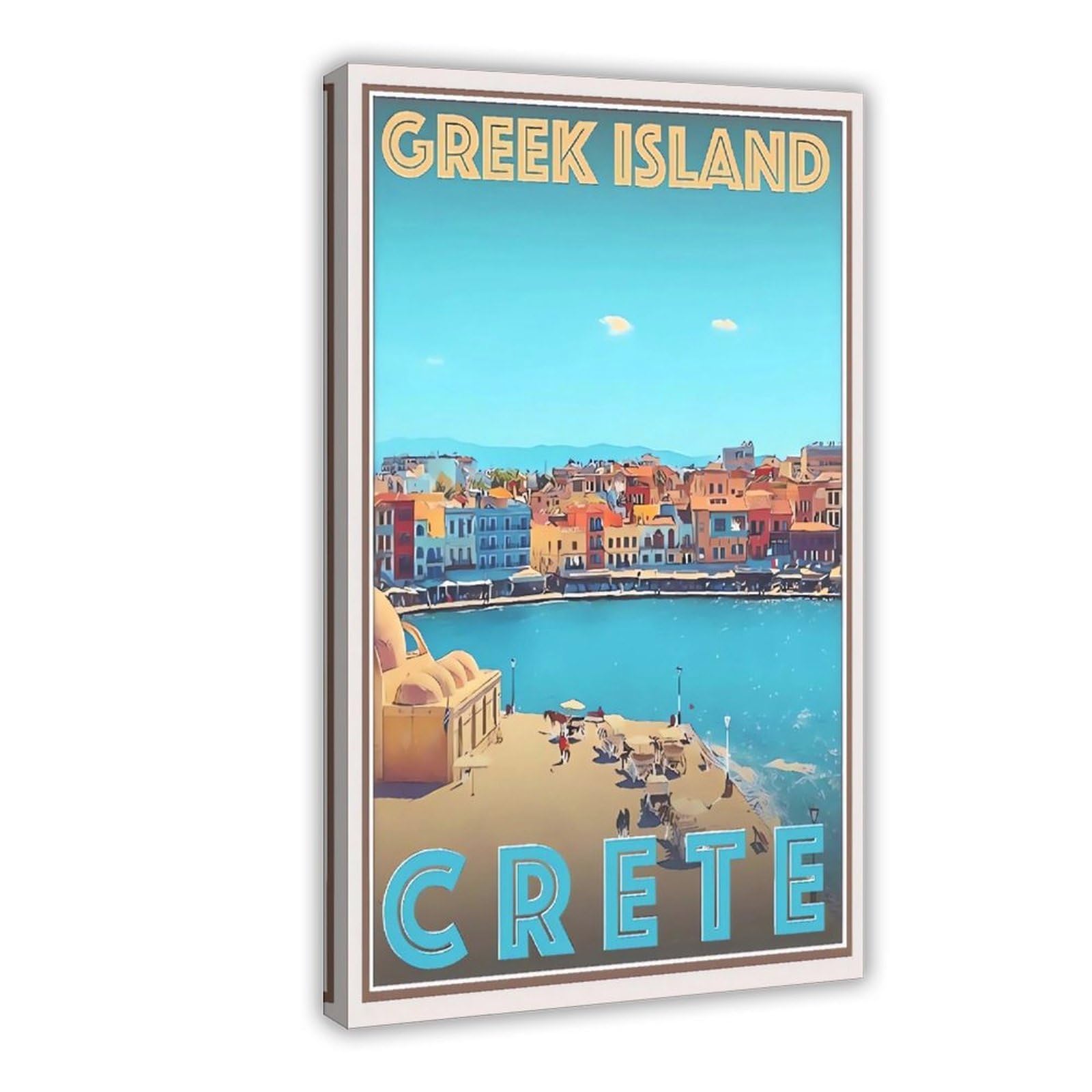 QNVJQKDSI GREEK ISLAND CRETE Travel Vintage Canvas Poster Bedroom Decor Landscape Office Room Decor Gift 20" L X 30" W