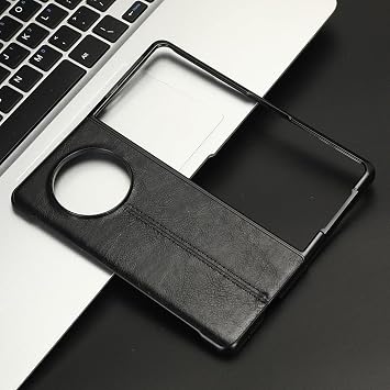 Case Compatible with Tecno Phantom V Fold,Compatible with Tecno Phantom V Fold 5G AD10 [PU Leather texture][PU+PC+TPU] 3 in 1 Camera Protection Cover Black