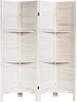 Vista 1 de Happygrill Divisor de habitación de 4 paneles con estante de exhibición, pantalla de privacidad plegable para separación de habitaciones, oficina