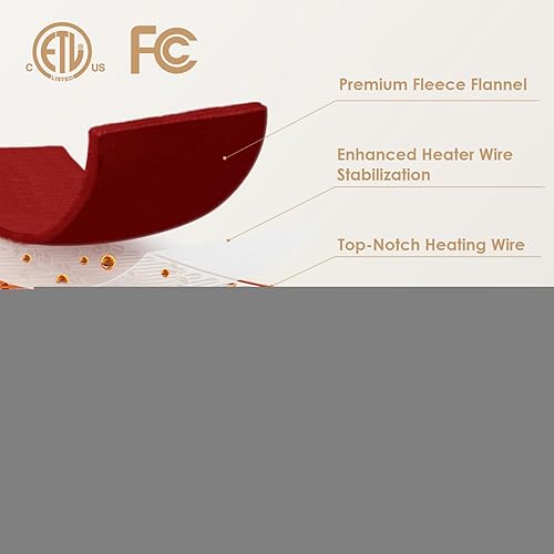 Miniatura 3 de EHEYCIGA Manta térmica eléctrica tamaño matrimonial  Manta térmica con 5 niveles de calefacción y 10 horas de apagado automático, suave y acogedora