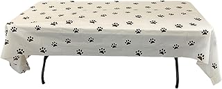 bark and lindy Paw Print Tablecloth â€“ Large Rectangle Pet-Themed Plastic Table Cover â€“ Dog Birthday Party Supplies & Decorations â€“ Waterproof, Disposable Puppy Table Cloth (108