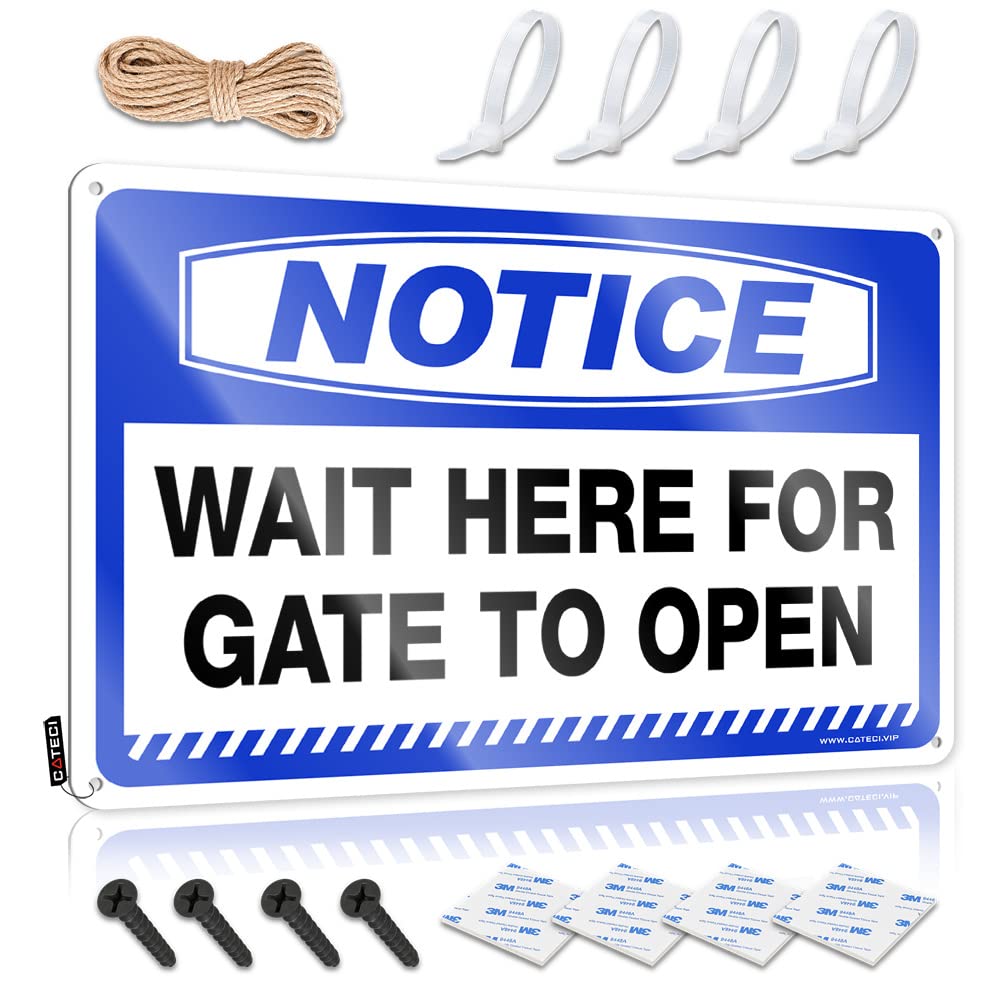 STWNVOITV Funny Coffee Signs Notice Wait Here For Gate To Open Tin Sign Tinsign Decor Metal Decor For Home Bar(30X40CM)