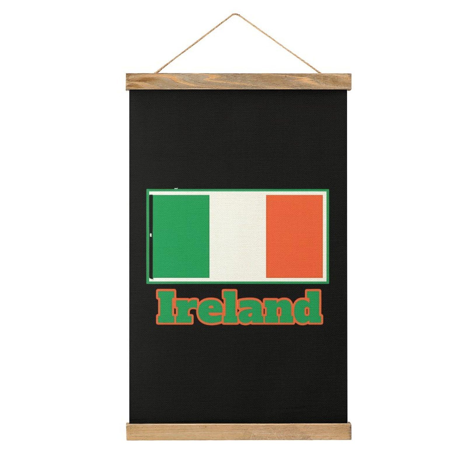 CGSBNGHA Ireland Irish Flag Wall Art Prints Linen Hanging Painting Scroll Paintings Pictures Decor for Home