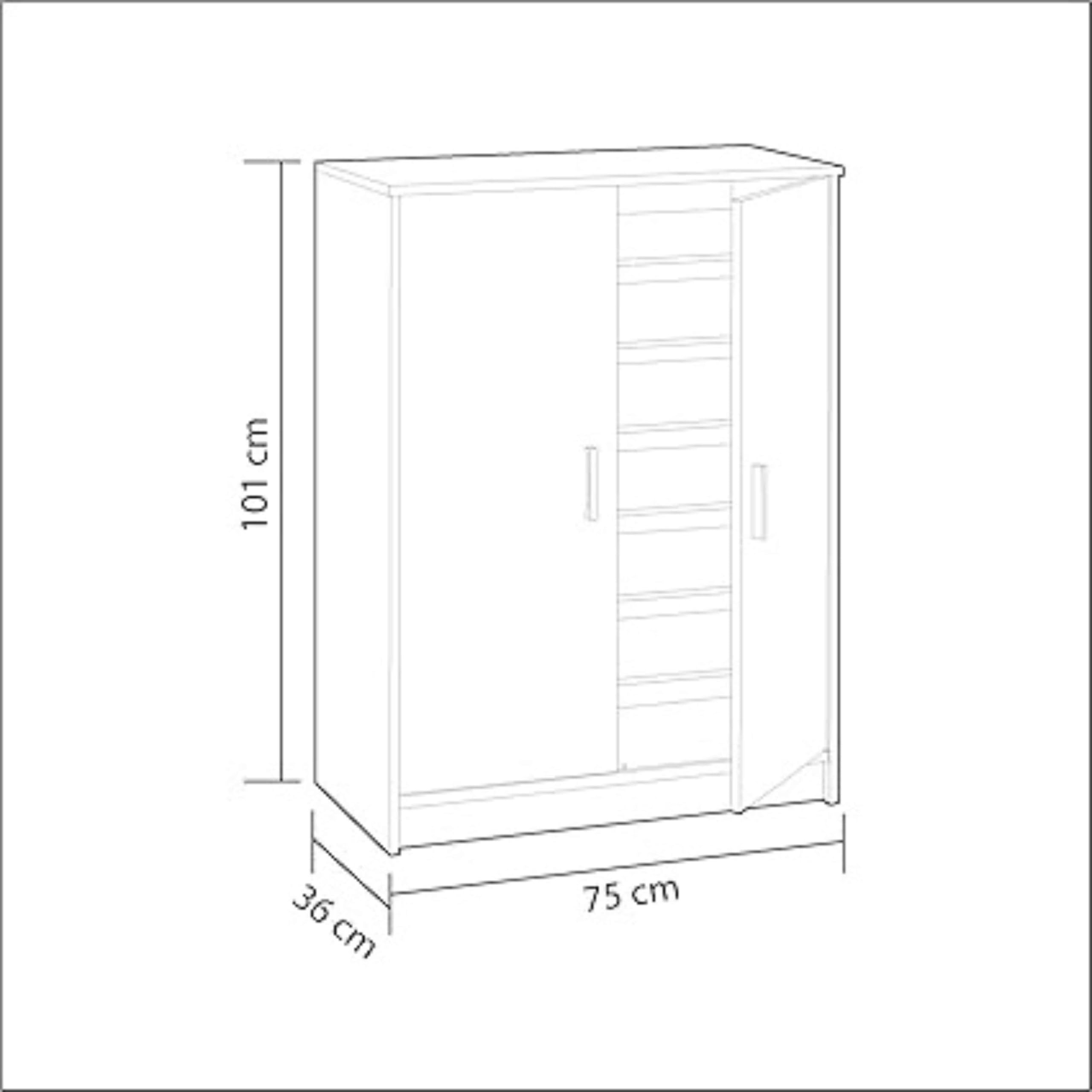Habitdesign Mueble Zapatero Dos Puertas, Mueble Auxiliar, Modelo Basic Wide, Acabado en Blanco, Medidas: 75 cm (Ancho) x 101 cm (Alto) x 36 cm (Fondo)