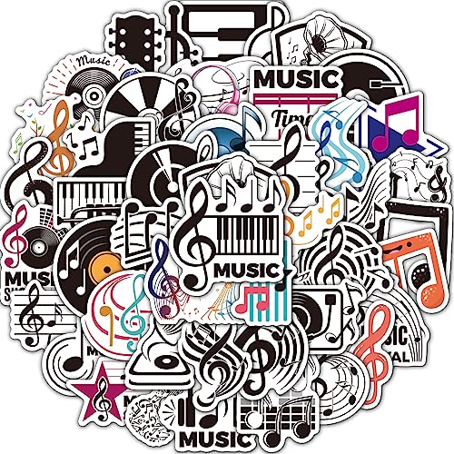 50Pcs Music Stickers for Water Bottles Vinyl Musical Note Stickers Waterproof Music Sticker for Laptop Guitar Scrapbooking Journaling