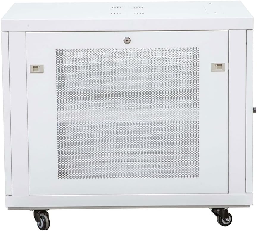 NavePoint 12U Network Cabinet with Perforated Door 12U Wall Mount Server Cabinet White 19 Rack for IT Equipment, AV Devices, Networking Equipment 33" Deep Mid-Depth Server Rack Enclosure