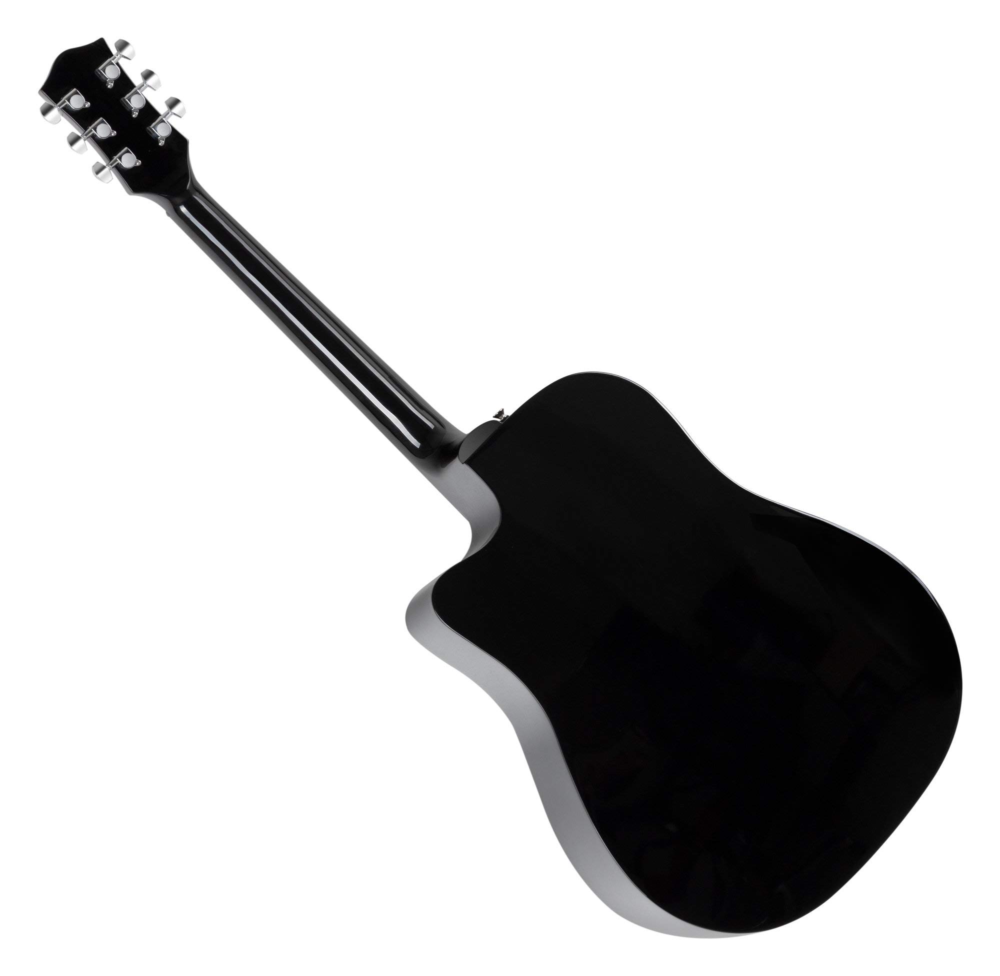 Rocktile D-60CE Westerngitarren Set mit Tonabnehmer - Dreadnought Gitarre - Mit Koffer - Schwarz