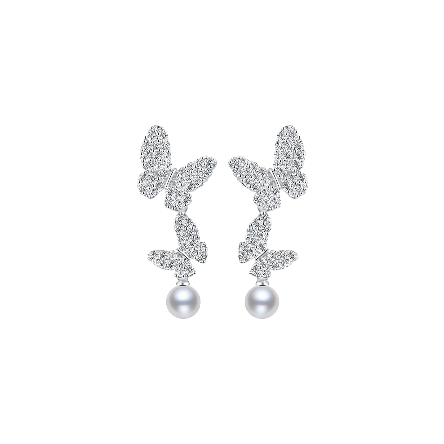 14K Gold Plated 925 Sterling Silver Posts Bow Earrings for Women Cubic Zirconia Butterfly Stud Earrings Hypoallergenic Earrings