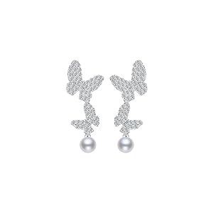 14K Gold Plated 925 Sterling Silver Posts Bow Earrings for Women Cubic Zirconia Butterfly Stud Earrings Hypoallergenic Earrings