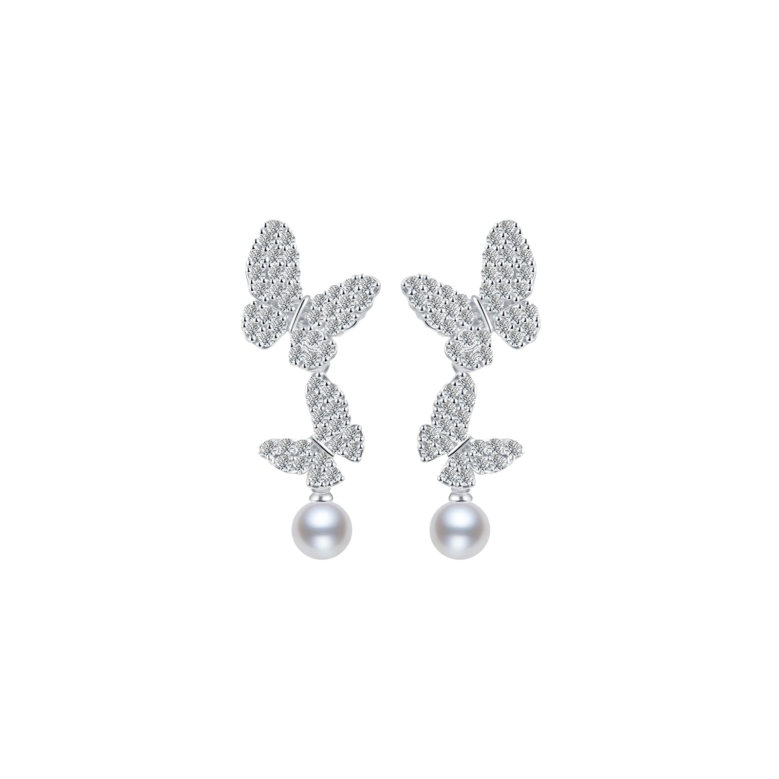 14K Gold Plated 925 Sterling Silver Posts Bow Earrings for Women Cubic Zirconia Butterfly Stud Earrings Hypoallergenic Earrings
