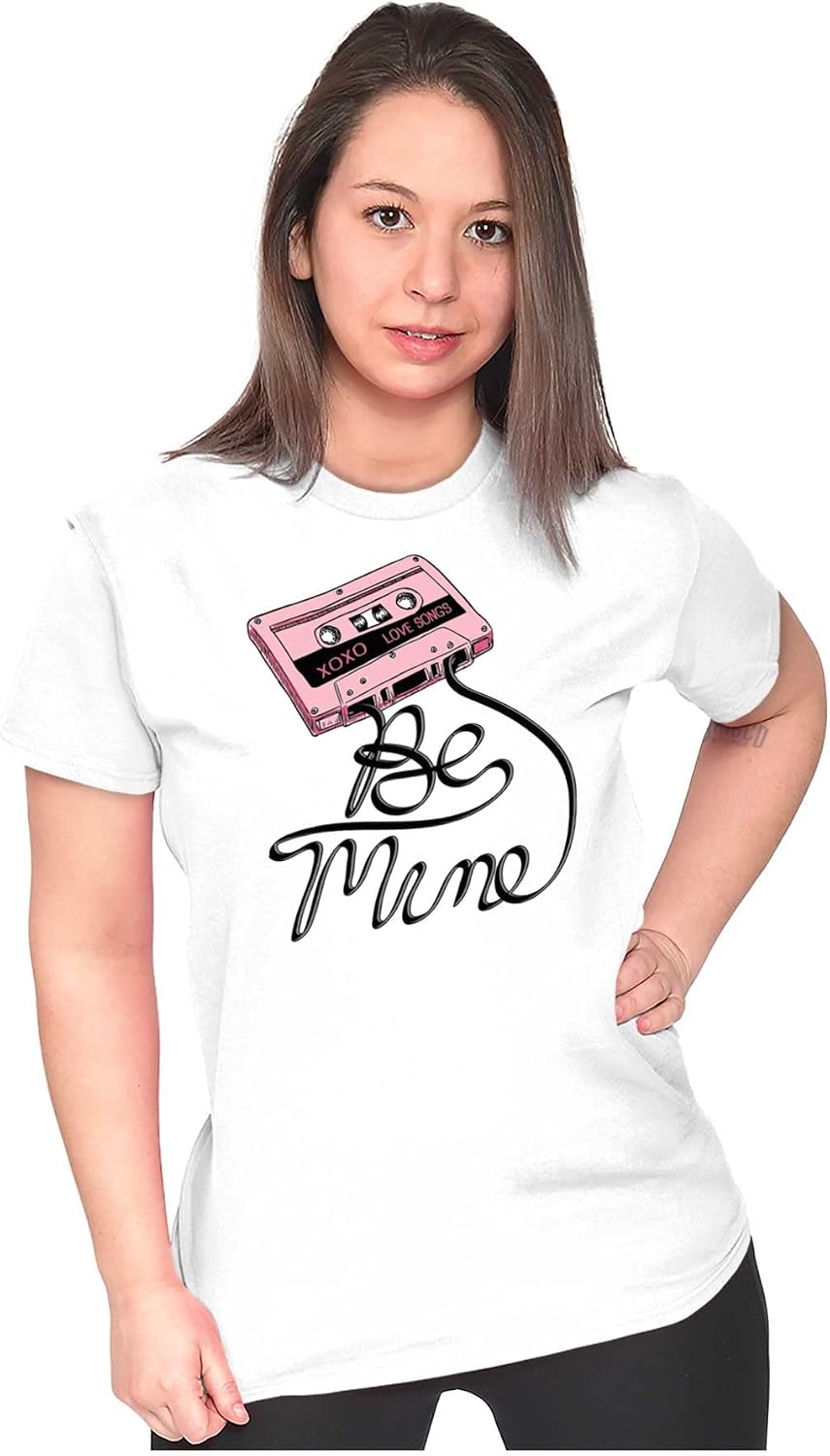 Retro Mixtape Be Mine Valentine Womens Slim Fit Graphic Tee