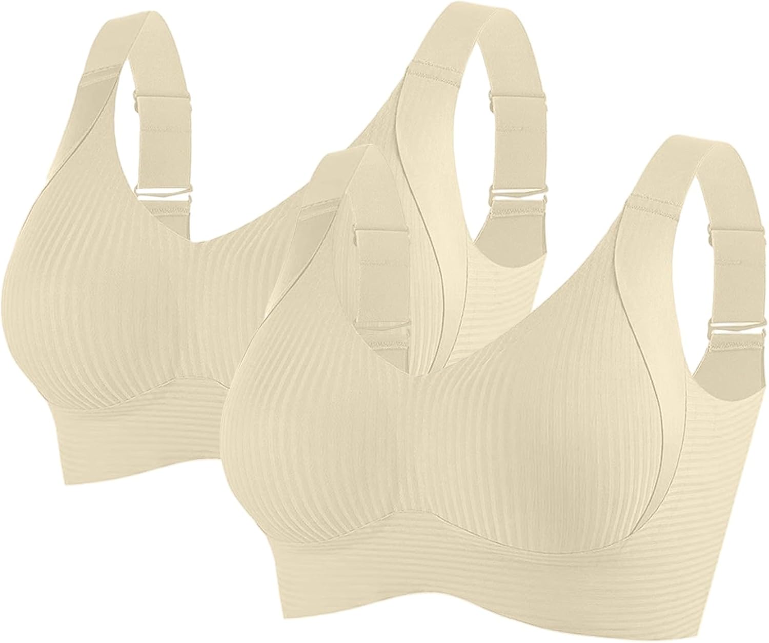 Genie Bra Lot De 3 Soutiens-Gorge De Sport Sans Fil Pour Femme - Couleur Unie - Sans Couture - Neutres - XL, Neutre