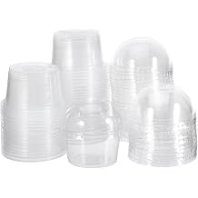 Didiseaon 50 Pcs Disposable Dessert Cups with Lids Pudding Cups for Ice Cream Panna Cups Small Disposable Soup Cups Plastic Dessert Cups for Weddings Parties Bakeries