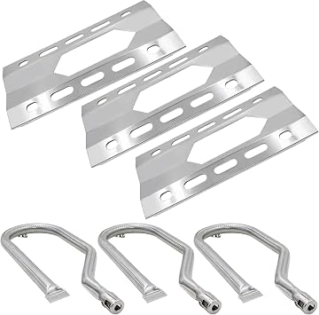 Grill Replacement Parts for Kirkland 720-0011 720-0108 720-0047-U BBQ Grills, Replacement Stainless Steel Burner Tube, Heat Plate Tent