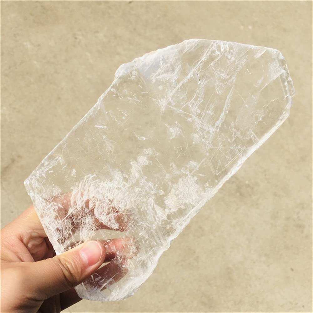 Decorazione della Stanza Esemplare di Gesso Trasparente lastra di Cristallo di Selenite Ruvida Bianca Naturale di Artigianato in Pietra (Size : 1-2pc 500g)