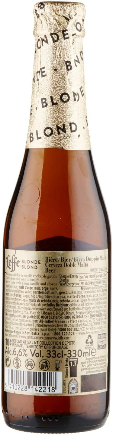 Leffe Birra Blond Bottiglia - Confezione da 24 x 330 ml