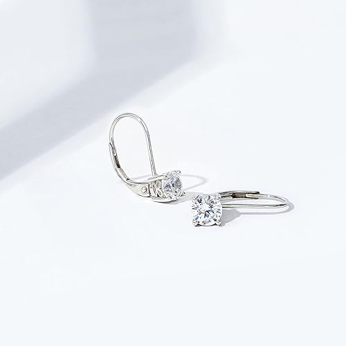 Miniatura 7 de Tienda Collection Platinum-Plated Sterling Silver Infinite Elements Zirconia Leverback Earrings