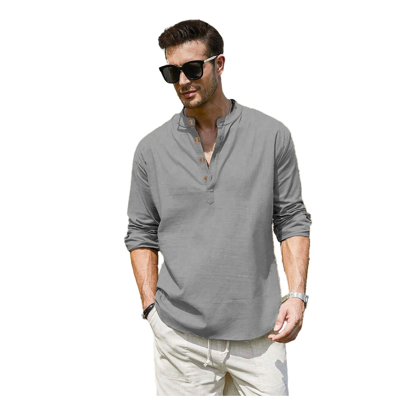 Men Pure Cotton Slim Fit Full Sleeve Short Kurta | Super Soft Stylish Kurta for Any Occasions (KRTBTN15)-picture-29