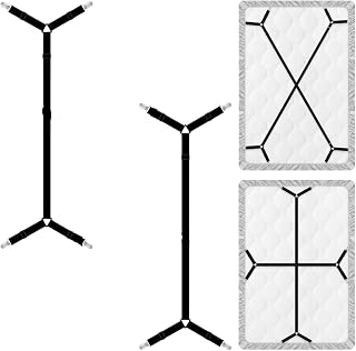 4 Pcs Bed Sheet Straps, Adjustable Fitted Sheet Clips Keeping Sheets Place Heavy Duty,Sheet Straps,Mattress Sheet Holders Keep Sheets Firm & Tight (2-Black)