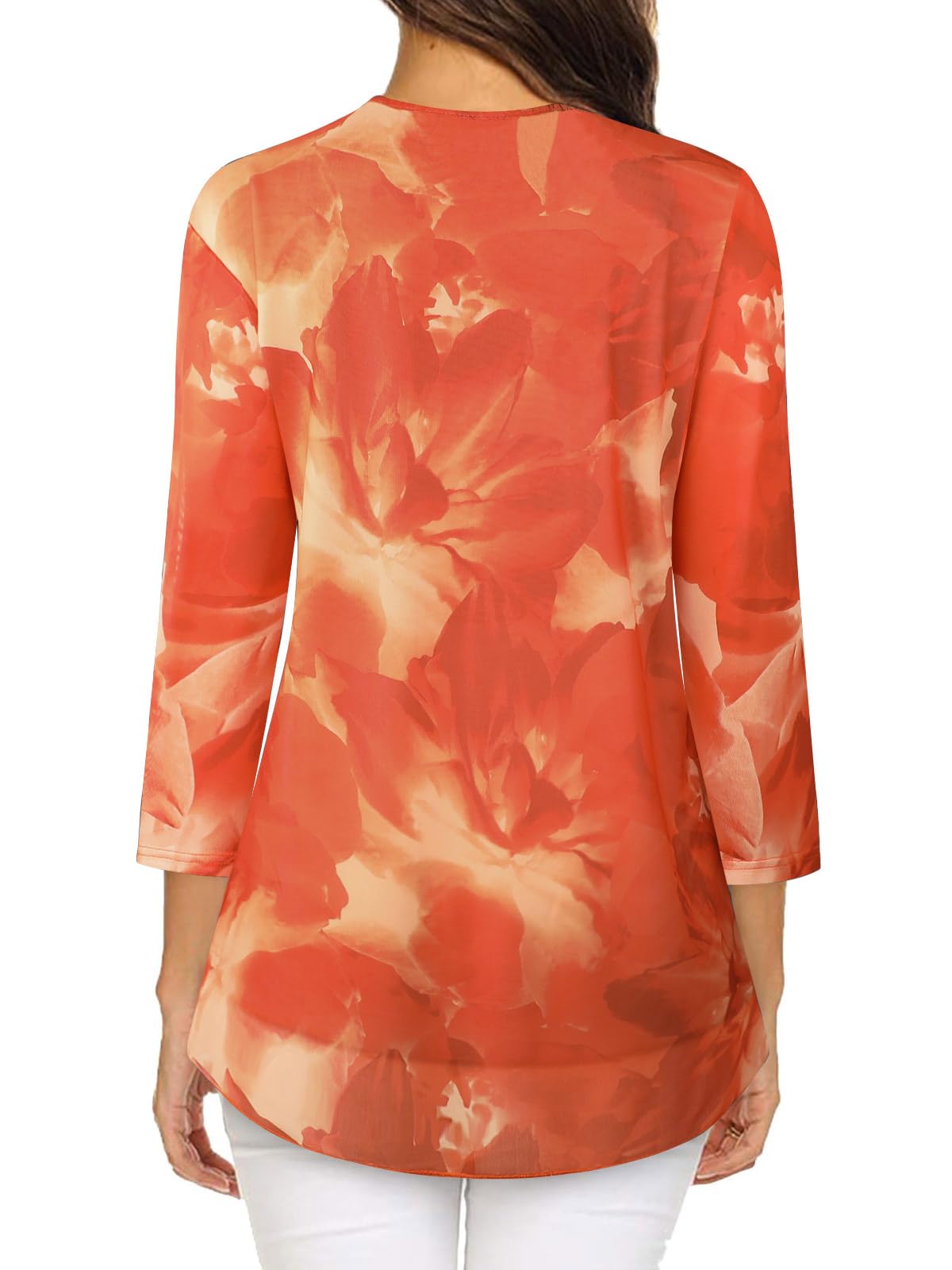 Adigaber Camicie Donna Casual in Chiffon Camicia Elegante di 3/4 Manica a Volant Scollo a V Bluse Leggero Classiaca