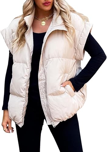 Miniatura 2 de Niceyi Women's Quilted Puff Vest Short Sleeve Zipper Waistcoat Outerwear Padded Jacket Winter Coat with Pockets