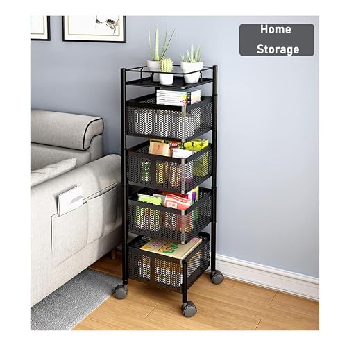 Myoyay Square Rotating Storage Basket 4-Tier Mesh Storage Rack 360° Rotation Movement Fruit Vegetable Snack Basket For Kitchen Bedroom Living Room Office Storage Supplies #TOP7