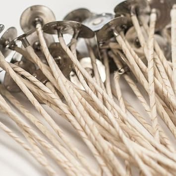 HTP-126 Cotton Core Wicks 100 Pcs - 6" Long - Natural Candle Wicks for Making Soy Wax, Coconut Blends, ParaSoy Wax Container Candles