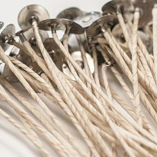HTP-83 Cotton Core Wicks (100 Pcs) - 6" Long - Natural Candle Wicks for Making Soy Wax, Coconut Blends, ParaSoy Wax Container Candles