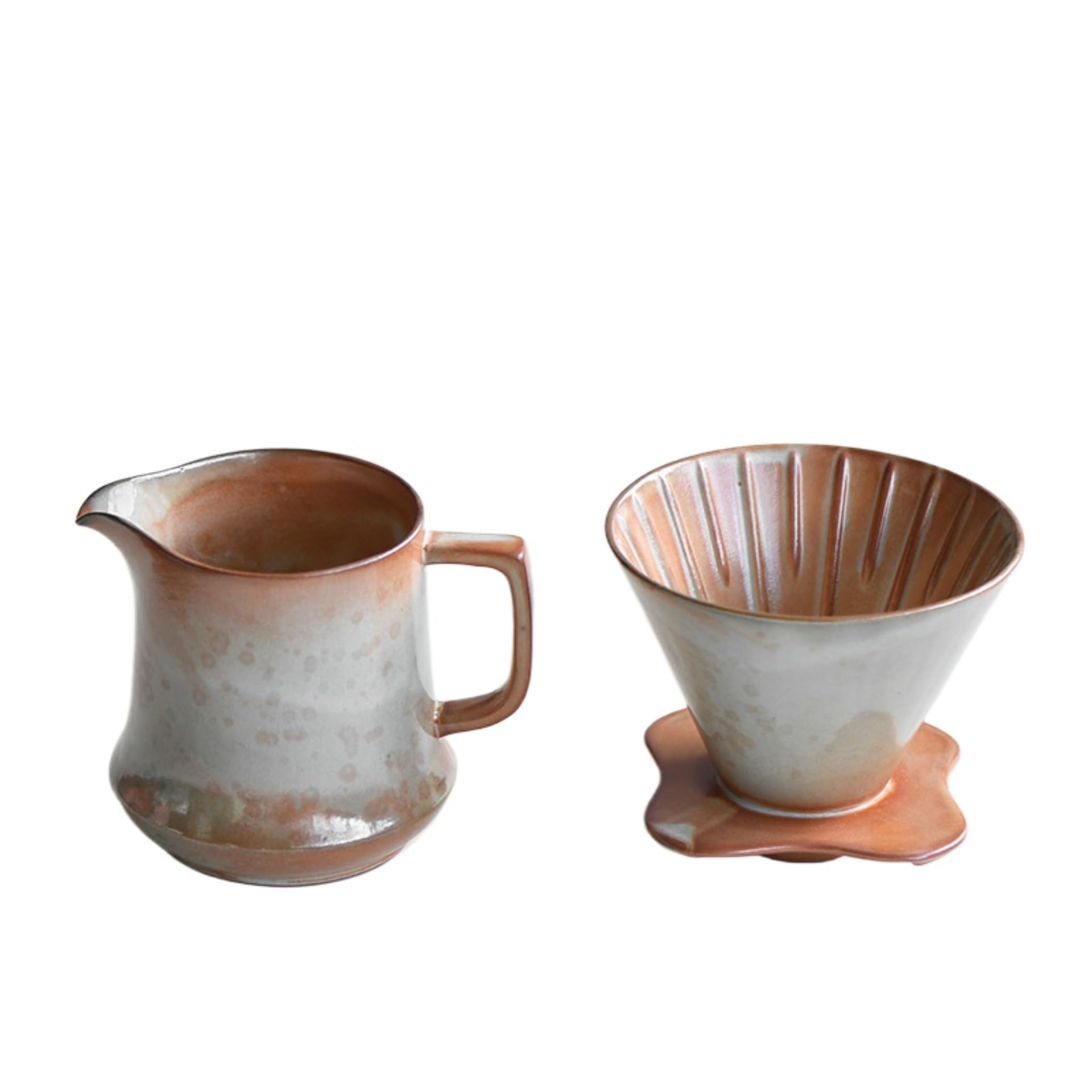Fay Bless Juego de gotero de café V60 de cerámica vintage – Cafetera rústica hecha a mano con taza y olla (5)