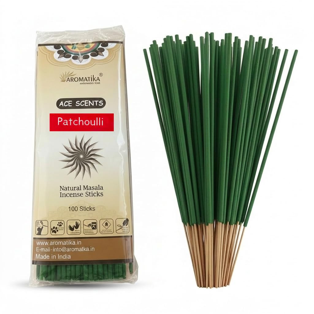 Natural Hand Rolled Incense Sticks 100 Pack Premium Masala Joss Sticks Long Burning Aromatherapy Incense for Relaxation Meditation Home Fragrance Spiritual Use Vegan Friendly (Patchouli) โ image 1