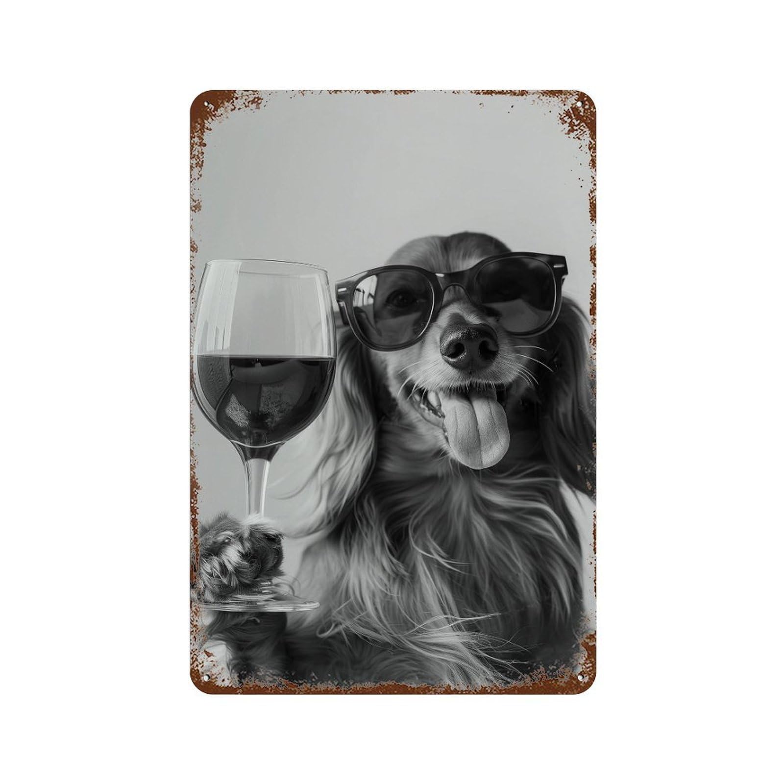 xiaoxiaoshen Funny Dachshund Red Wine Print Wall Decor Art Metal Tin Poster Modern Home Decor Art Home Bar Shop Decorations Vintage Sign 30x20cm
