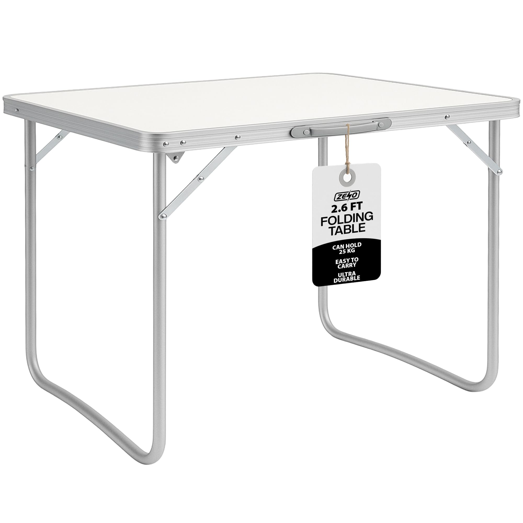 ZENO Folding Table 2.6ft | Standing Table for Camping | Hiking | Picnic Table | Aluminium Alloy Office Computer Desks with Carry Handle | 80CM