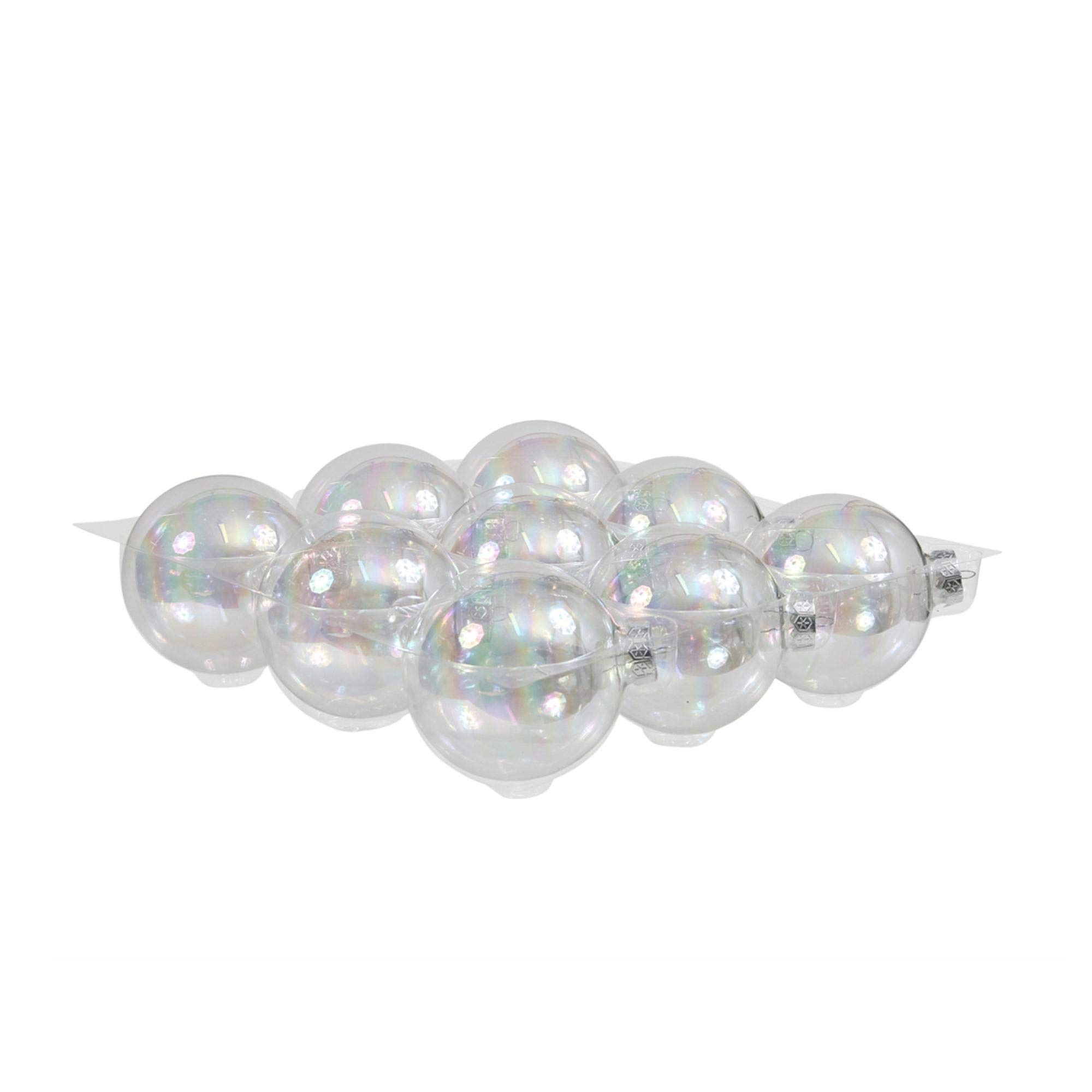 Boules de Noël en verre transparent 10 cm : lot de 9 suspensions artisanales raffinées
