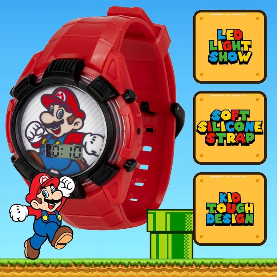 Amazon.com: Super Mario Kids Red Digital Light-Up Watch with