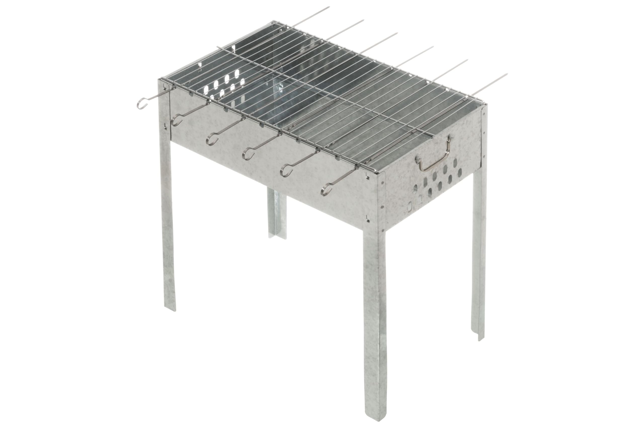 Mangal - Barbecue per spiedini, 50 x 30 x 50 cm, con 6 spiedini in acciaio INOX e griglia