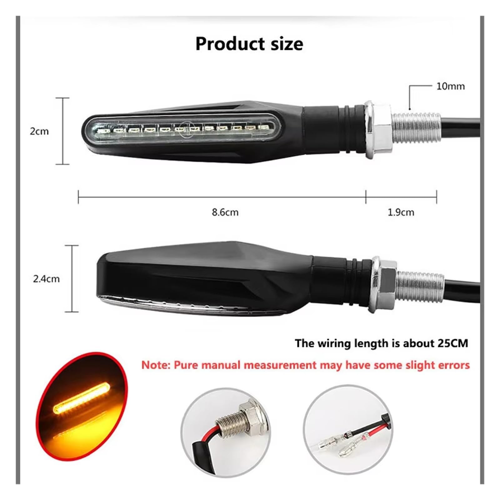 Fanale posteriore per moto Indicatori Di Direzione A LED Per Motociclette, Indicatori Di Direzione, Luce Di Stop, Luce Di Coda Posteriore Lampeggiante, DRL Fanale Posteriore Moto(4 Pcs)